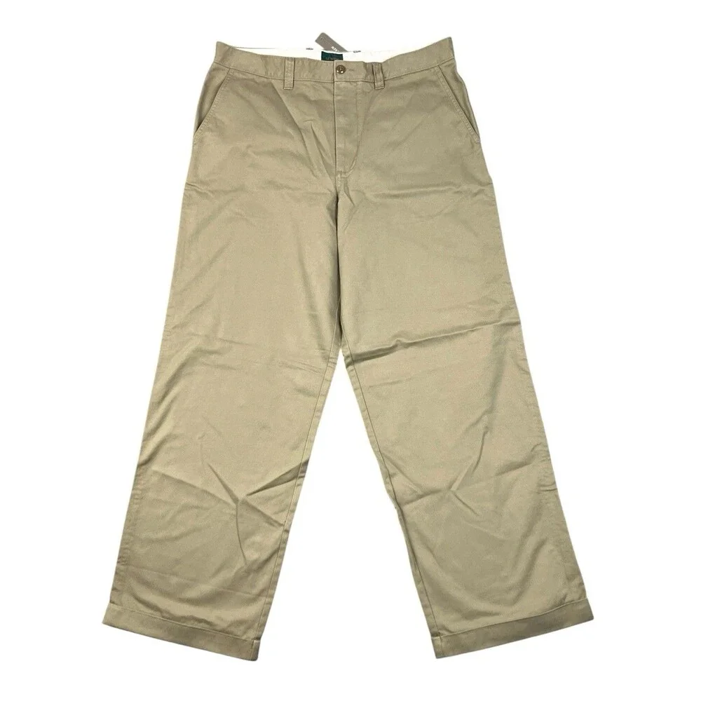 J Crew Chino Pants Men 34x32 Dusty Khaki Cotton Giant Fit Wide Leg Office BJ521